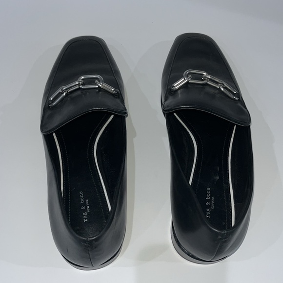 rag & bone Black Leather Loafer with Silver Accent - Picture 9 of 10